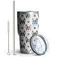 thumbnail image 2 of 30oz French Bulldog with Glasses White Tumblers Stainless Steel Tumbler with Lid and Straw,Vacuum Insulated Double Wall Travel Tumbler Cups Mug with Cleaning Brush for Coffee,Tea, 2 of 7