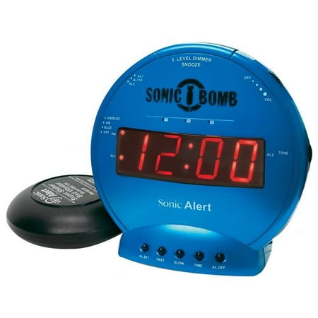 Sonic Alert SA-SBB500SS-T Sonic Bomb Vibrating Alarm Clock - (Best Vibrating Alarm Clock For Deaf)