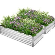 TrumanPick 2 Tier Galvanized Raised Garden Bed Outdoor 8x4x2ft for Vegetables Flowers Herb