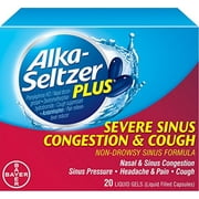 5 Pack Alka-Seltzer Plus Severe Sinus Congestion and Cough Liquid Gels 20 Each