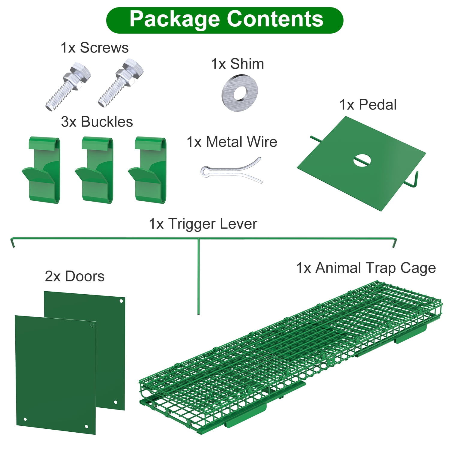 Zorpupoa 38in 2 Door Live Animal Cage Trap For Animals Under 18LBS Easy To Setup Humane Galvanized Iron Trap Cage For Raccoons Armadillos Groundhogs Muskrats Opossums Skunks
