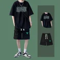 thumbnail image 3 of Camisetas, pantalones cortos, trajes para hombres, jogger, estampado, deportes, correr, jogging, gráfico, elegante, conjuntos para hombre, nuevo, conjunto de 2 piezas a juego S, 3 of 5