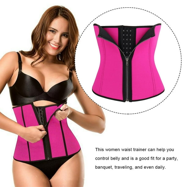 kurtrusly Women 3 Row Zipper Closure Waist Trainer Girls Push up Vest  Ladies Belly Control Slimming Modeling Corset Clothing Accessory Red M 