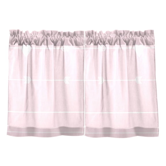 Heart Arrows Pink Kitchen Curtains Tier Set 27x24 Inch 2 Panels Semi Sheer Light Filtering Privacy UV Protection