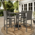 thumbnail image 3 of Martha Stewart 5-Piece Indoor-Outdoor Bar Set with 4 Patio Bar Stools and Bar Height Table with Engineered Wood Top in Gray Rattan Wicker, 3 of 11