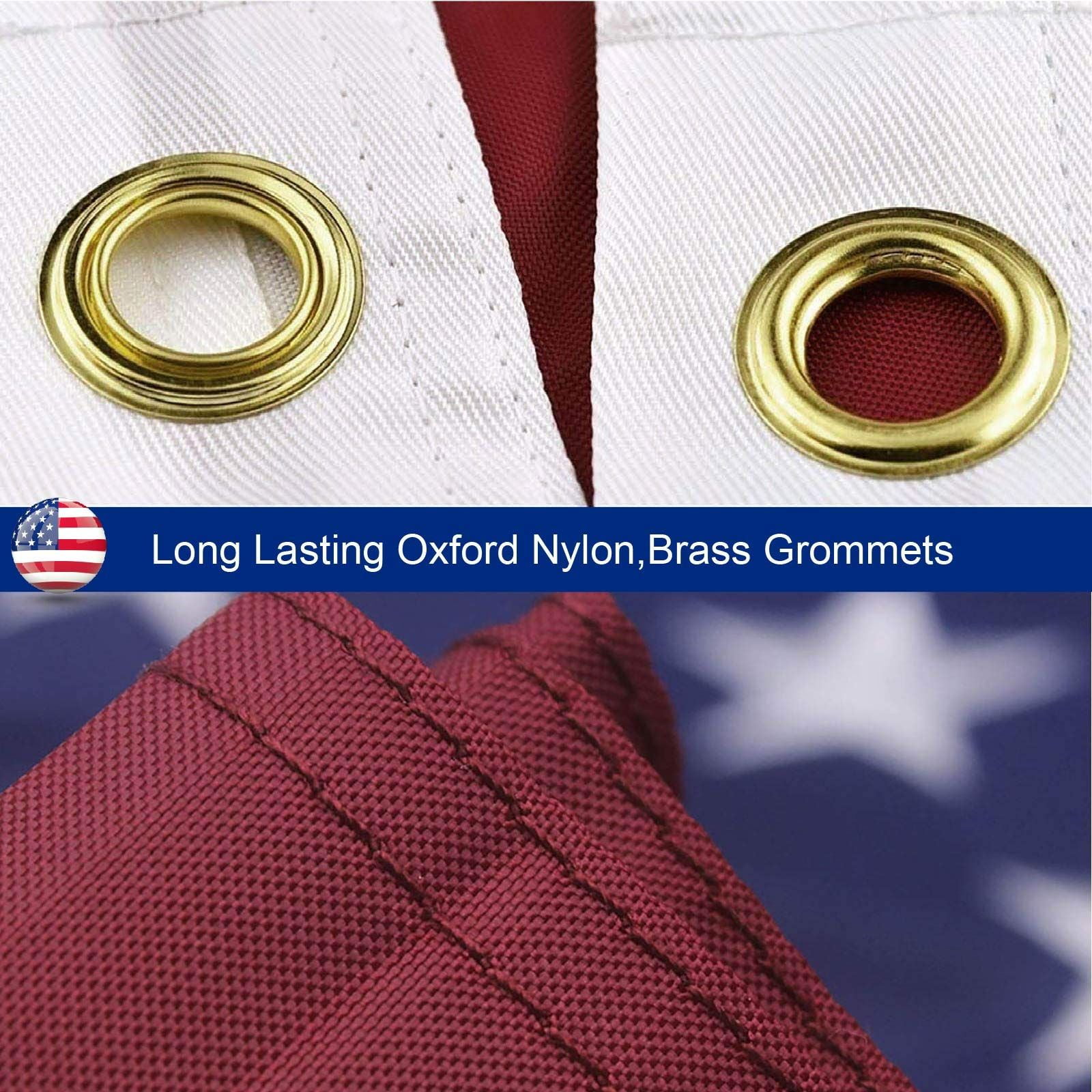 American Flag Outdoor Heavy Duty USA Flag with Embroidered Stars Sewn Stripes Brass Grommets UV Fade Resistant All Weather
