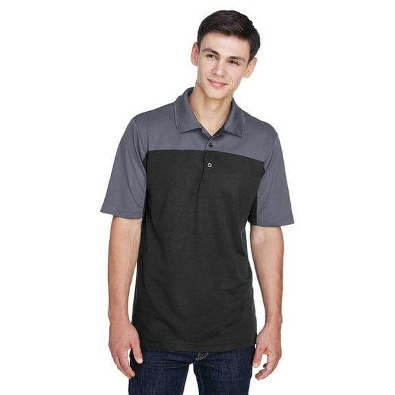 CORE365 CE101 Men's Balance Colorblock Performance Piqué Polo-BLACK/ CARBON-2XL