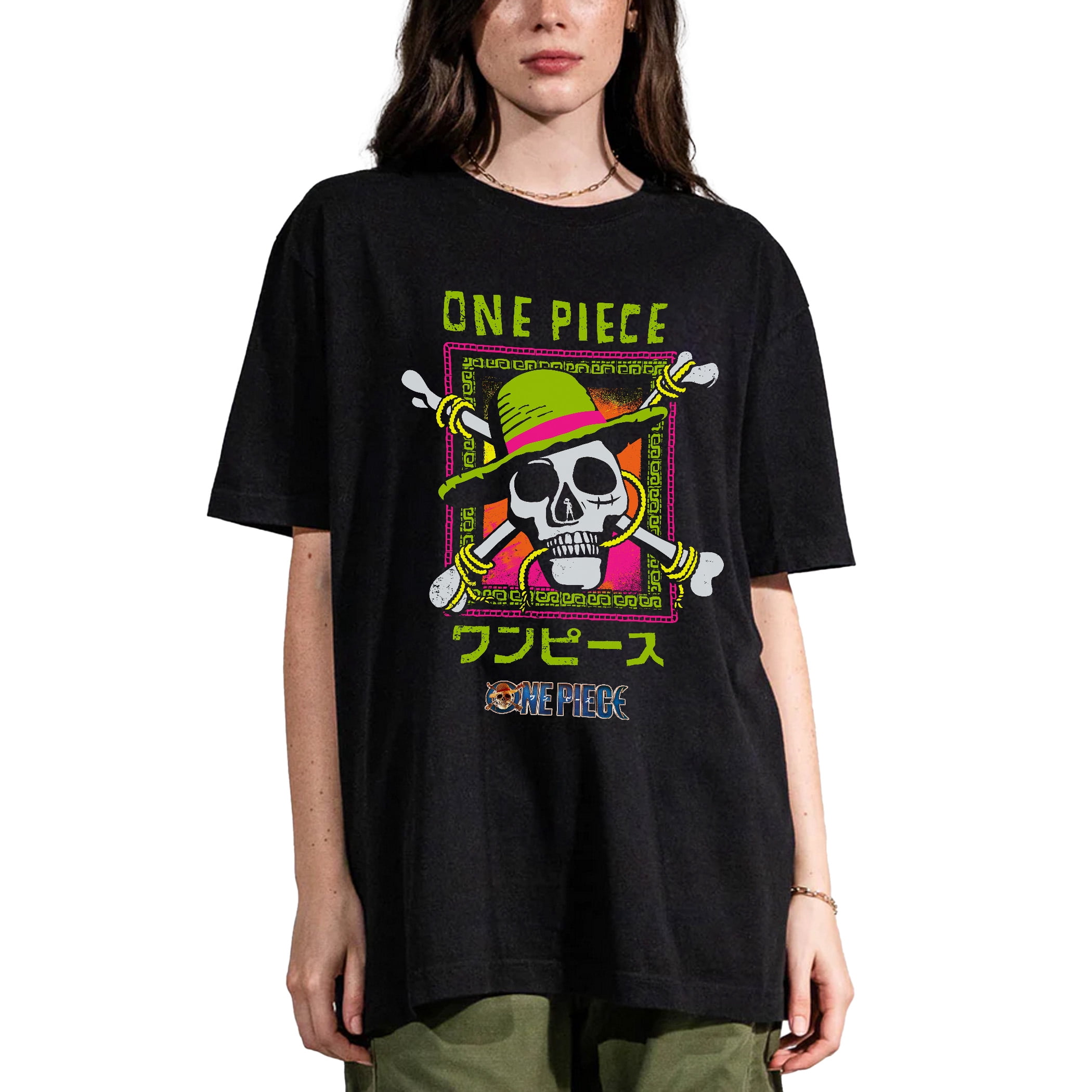 One Piece Live Action Straw Hat Pirates Logo Adult Black Heavyweight Oversized T-shirt