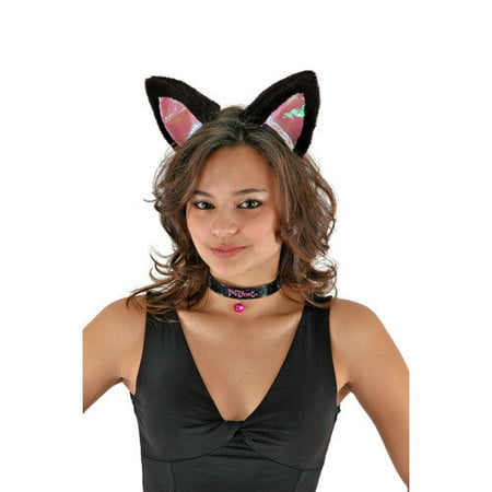 Cat Ears, Collar and Tail (Black/Black) Kid and Adult Costume Kit
