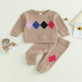 thumbnail image 2 of Tenues d'Automne pour Garçons Motif Géométrique Col Rond Manches Longues Chandails en Molleton et Pantalons Longs Ensemble 2 Pcs 2-3 Ans, 2 of 7