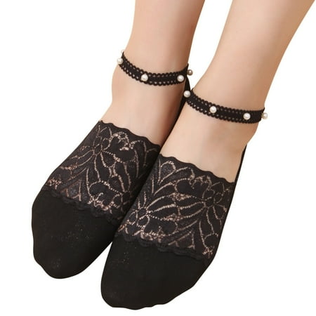 

wofedyo socks for women 3 Pairs Women s Pearl Lace Socks Breathable Inisible Socks Ballerina Socks Non Slip Socks Transparent Low Socks crew socks for women