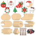 thumbnail image 1 of Decoración Navideña Rebanadas De Madera Santa Árbol De Navidad Reno Copo De Nieve Recortes De Madera Colgantes Centros De Mesa Para Manualidades De Navidad Diy 80 Piezas sonducket HA014706-00, 1 of 7