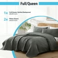 thumbnail image 3 of THD Benjamin - 3 Piece Full Queen Size Quilt Set, Lightweight Queen Bedspread Coverlet Set (Full/Queen, Charcoal Grey), 3 of 6