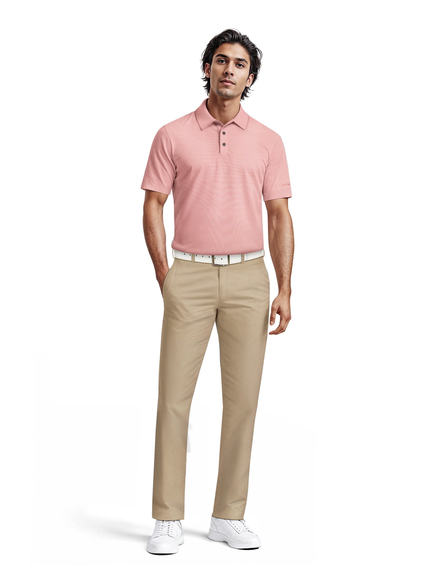 Ben Hogan Men's & Big Men's Performance Fine Line Printed Short Sleeve Polo Shirt, up to 5XL