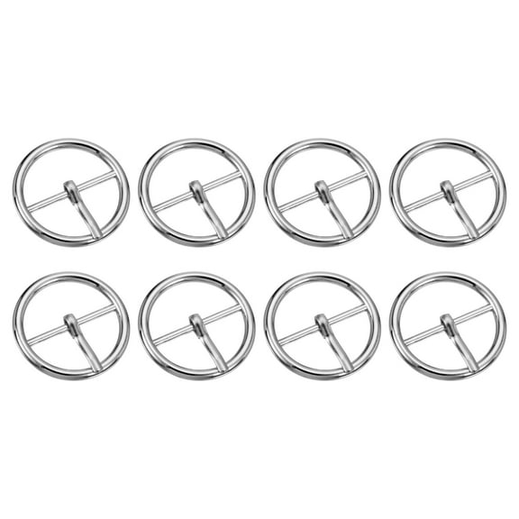 8Pack Belt Buckle, 0.98" Single Prong Round Centre Bar Buckles, Silver
