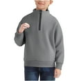 thumbnail image 3 of Boys Quarter Zip Sweatshirt Loose Fitting Solid Color Long Sleeve Athletic Sports Pullover Sweatshirt Winter Hoodies for Boy Gray 9Y, 3 of 9