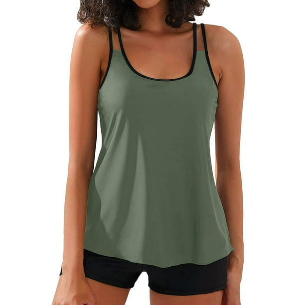 MKLEKYY Trajes De Baño Womens Two Piece Swimsuits Tankini Top With Boy Shorts Bathing Suits Athletic Swimwear