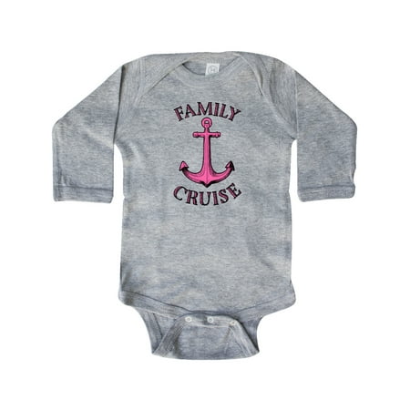 

Inktastic Family Cruise pink ship anchor Gift Baby Boy or Baby Girl Long Sleeve Bodysuit