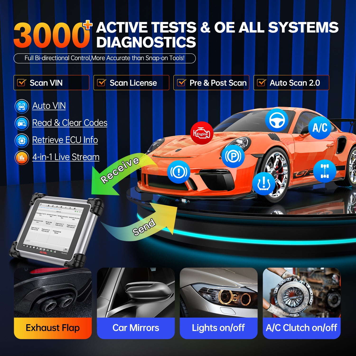 Autel Scanner MaxiSYS MS908S PRO II 2026, With TS501 PRO TPMS Relearn Tool, Bidirectional Diagnostic Scan as Ultra MS919 MS909 Elite 2 Pro, Up of MK908P MS906MAX, 3K+ Active Tests, 38+ Reset