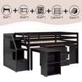 thumbnail image 4 of Bellemave Low Loft Bed with Stairs and Movable Desk, Wood Twin Size Loft Beds with Storage Drawers and Shelves, Loft Bed with Cabinet for Teen (Espresso), 4 of 9