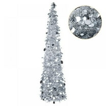 Shiny Collapsible Christmas Tree, Sequin Red Indoor, 5'