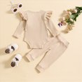 thumbnail image 4 of TOWED22 Baby Girl Jumpsuit Clothes 3pcs Sets Long Sleeve Crew Neck Cute Print Romper + Bow Pants Headband Fall Winter Outfits Set(White,6-9 M), 4 of 7