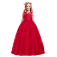 thumbnail image 5 of IBTOM CASTLE Little Big Girls Vintage Lace Junior Bridesmaid Dress Floor Length Dance Ball Pageant Maxi Gown for Party Wedding 7-8 Years Red, 5 of 8