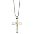 thumbnail image 3 of Stainless Steel Ball Beaded Necklace with Pendants Chain Chisel Polished 14k Gold Accent 1/2pt Diamond Cross Pendant on a 22 inch 28 mm, 3 of 5