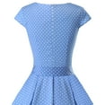 thumbnail image 7 of Market In The Box Women's 50s Vintage Dress Cap Sleeve Rockabilly Swing Dress Floral Polka Dot Cocktail Dress With Belt, 7 of 7