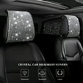 thumbnail image 3 of 2 Pack Bling Car Headrest Case Women Full Rhinestone Headrest Universal Fits Most Cars, 3 of 12