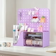 thumbnail image 2 of Vivin Desk Organizer, Small 2 Drawer Unit and Pen Holders, Multi-Purpose Pegboard organizer For Home Office, Purple, 2 of 7