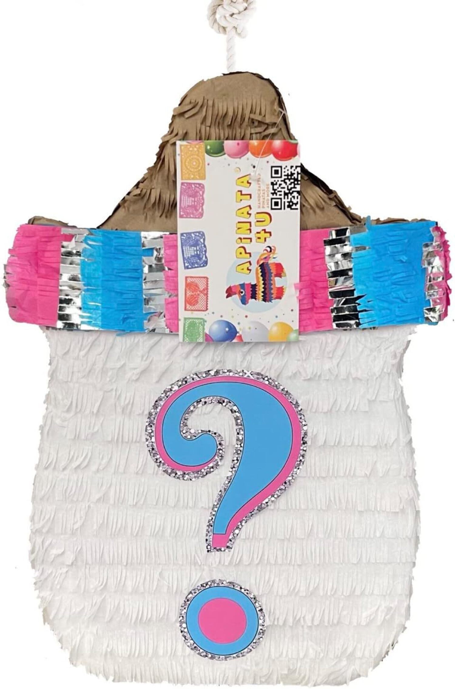 Gray Baby Elephant Piñata – 17x17 Inches, Light Gray With Glitter, For Birthday Parties, Baby Showers, Animal Themes 2 thumbnail image