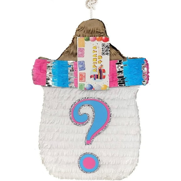 Gender Reveal Pinata, Baby Bottle Pink or Blue? He or She? Boy or Girl?
