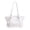 White, variant on Vintage PU Tote Bag for Women, Double Buckle & Metal Ring Detail, Zipper Closure & Reinforced Base, Large Capacity Shoulder Handheld Commuter Bag (14.2" x 9.8" x 5.1", 0.68 lb)
