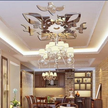 

wendunide Wall stickers Creative Abstract Acrylic Style 3D Wall Stickers Mirror Ceiling Wall Mirrors SL Wall Sticker Silver