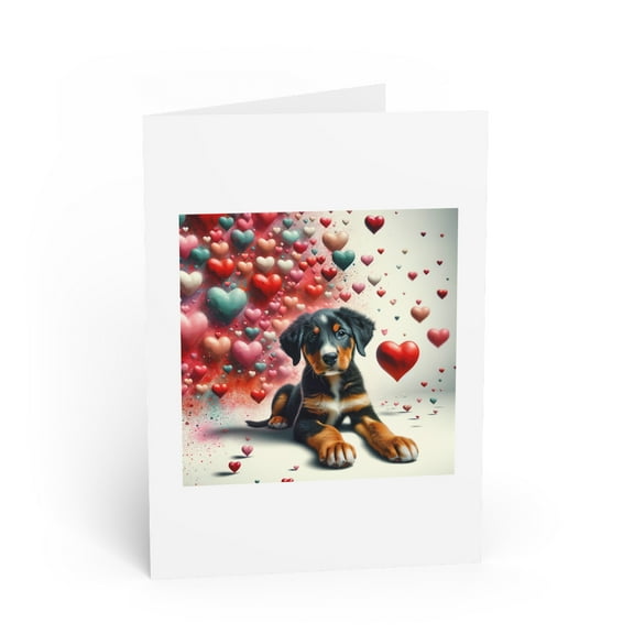 DistinctInk Greeting Card / Note Card - Valentine's Day Beauceron Puppy - PACK of 5