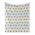 thumbnail image 1 of Flamingo Soft Flannel Fleece Throw Blanket, Exotic Birds in Rainbow Toned Gradient Stripes Backdrop Zoo Summer Tropical, Cozy Plush for Indoor and Outdoor Use, 50" x 60", Multicolor, by Ambesonne, 1 of 5
