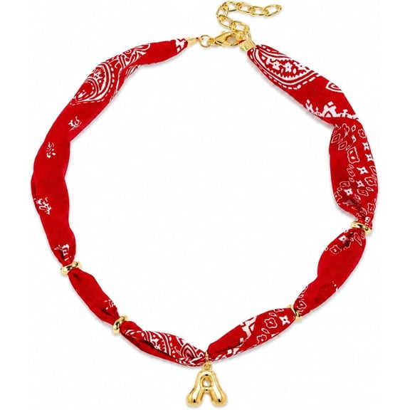 Initial Bandana Necklace for Women Red Scarf Necklace Western Jewelry Gift
