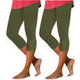 thumbnail image 2 of FNFYFH Liquidation Pantalons Capris de Yoga Durables pour Femmes en Coton, Vert Armée, 2 of 7