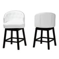 thumbnail image 2 of Pemberly Row White Faux Leather and Brown Wood 2-Piece Counter Stool Set, 2 of 9