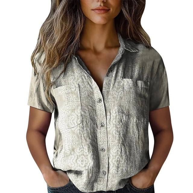 Haut à Manches Longues pour Femmes Hauts à Demi-Manches pour Femmes Chemise-Robe à Boutons pour Femmes Blouse pour Femmes à Manches Longues Robe à Col en V à Manches Courtes pour Femmes T-Shirts pour Femmes Chemise Classique à Boutons pour Femmes Femmes Long