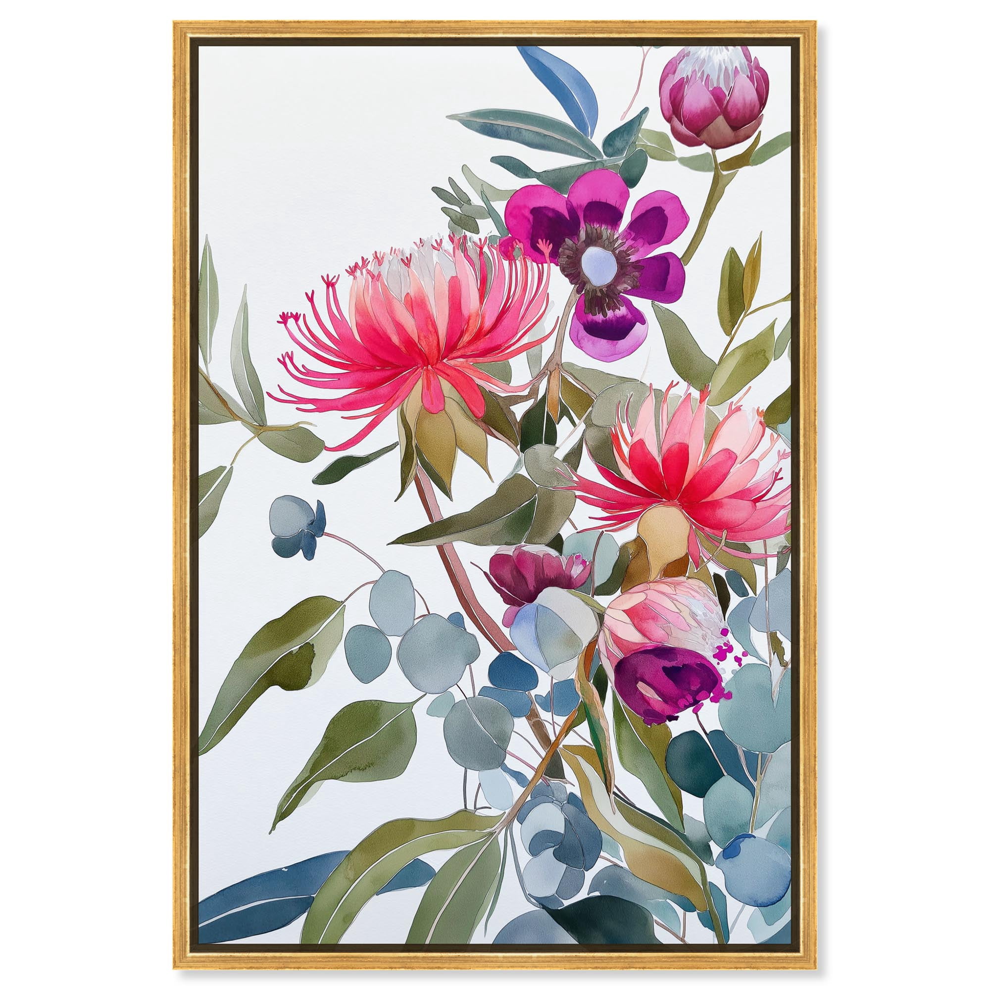 Watery Petals II Canvas Chic Floral Art by Art Remedy Gold Frame 20 x 30