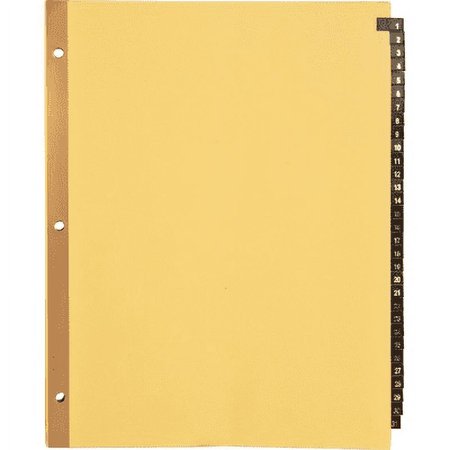 Business Source-1PK Business Source 1-31 Black Leather Tab Index Dividers - 31 Printed Tab(S) - Digit - 1-31 - 8.5" Divi