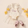 thumbnail image 2 of Seyurigaoka Baby Romper Dress with Mesh Stitching, One Letter Print Costume, 2 of 7