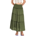 thumbnail image 4 of oqasdz Maxi Skirts for Women Casual Elegant High Waisted A Line Flowy Ruffles Solid Color Tiered Thin Breathable Formal Long Skirt, 4 of 7