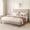 Beige, variant on Frostbloom King Size Linen Upholstered Platform Bed Frame with Adjustable Headboard, Gray
