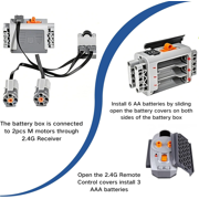 Servo Motor Function Accessories, Set of 2 Remote Control Power Function Accessories, Servo Electric Motors Blocks, Compatible with Lego Building Block Models