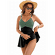 thumbnail image 3 of Traje de Baño de una Pieza para Mujer, Ajustado, Cruzado, Sin Espalda, Negro y Verde, Talla S, 3 of 6