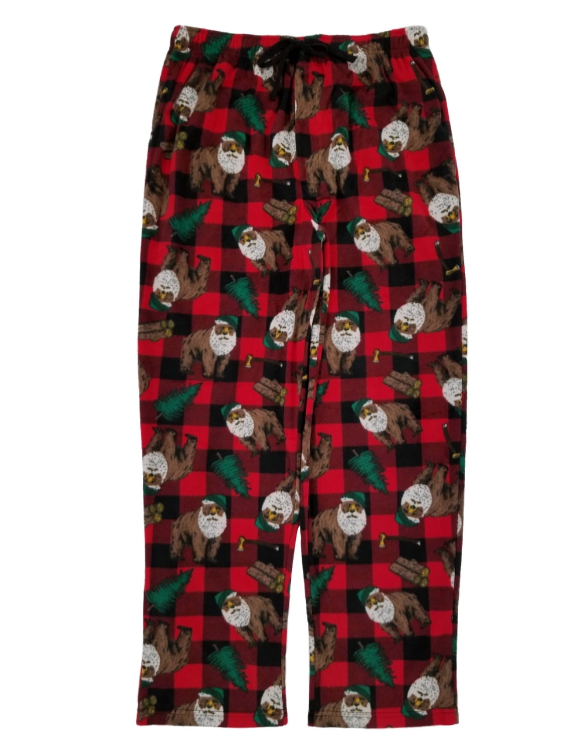 Stafford - Mens Red Plaid Lumberjack Bear Microfleece Sleep Pants Pajama Bottoms - Walmart.com