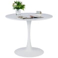 thumbnail image 2 of Bestco Round Dining Table, 33 Inch Modern Tulip Table with MDF Top and Steel Pedestal Base, Small Pedestal Table, White, 2 of 10